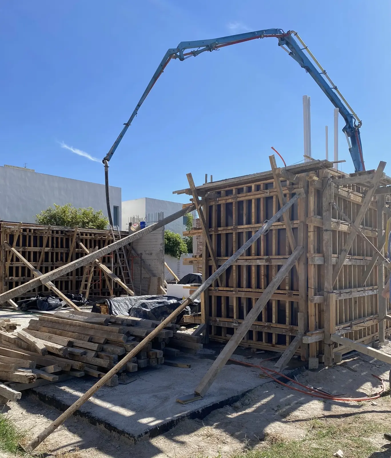 Cimbra de madera en obra